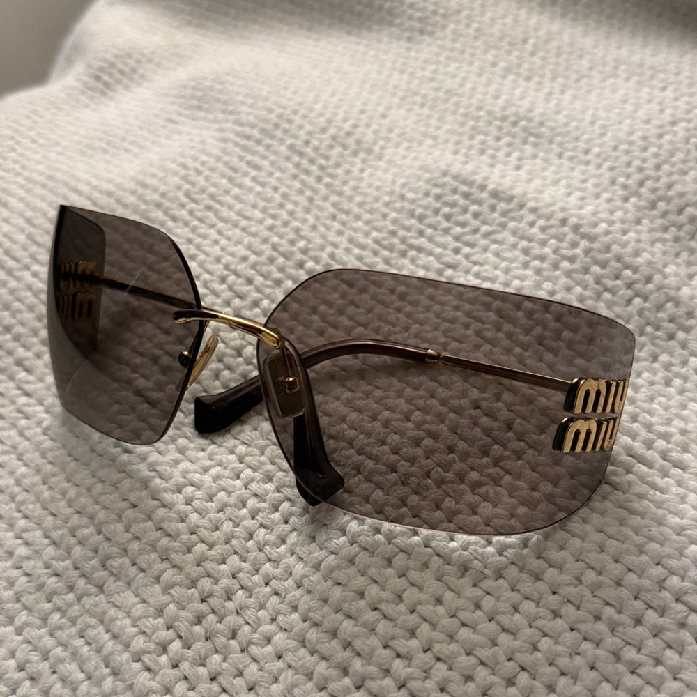 Miu Miu Gold and Brown Sunglasses